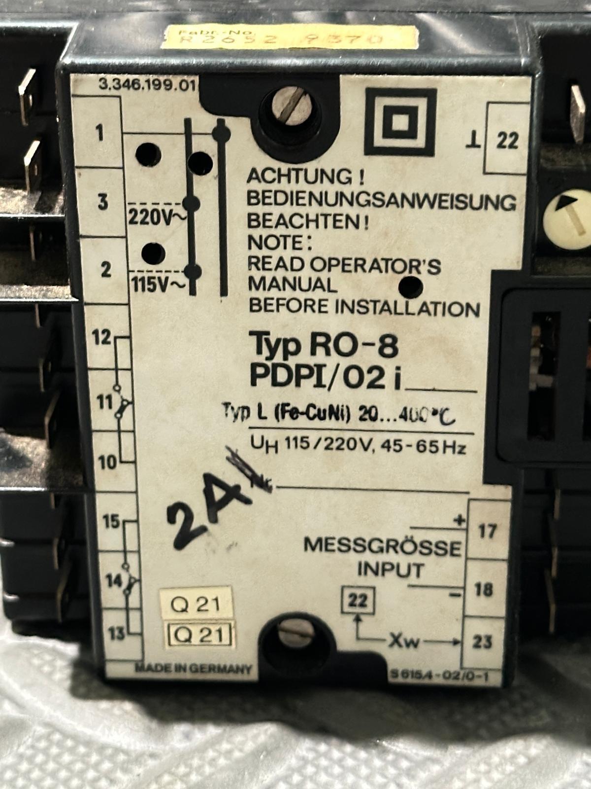RO-8 PDP1/O2i Analog Temperature Controller 115/220V AC