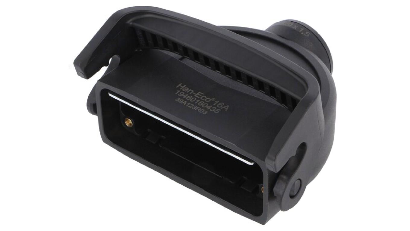 Cable to cable housing, Size: 16 A, Single locking lever, Polyamide (PA), Fibre-glass reinforced, Top entry, 1x M20