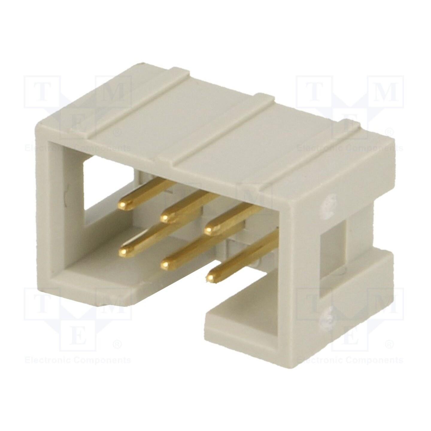 Connectors, Male connector, Wave soldering termination, Rated current: ‌1 A, Contacts: 6, Straight