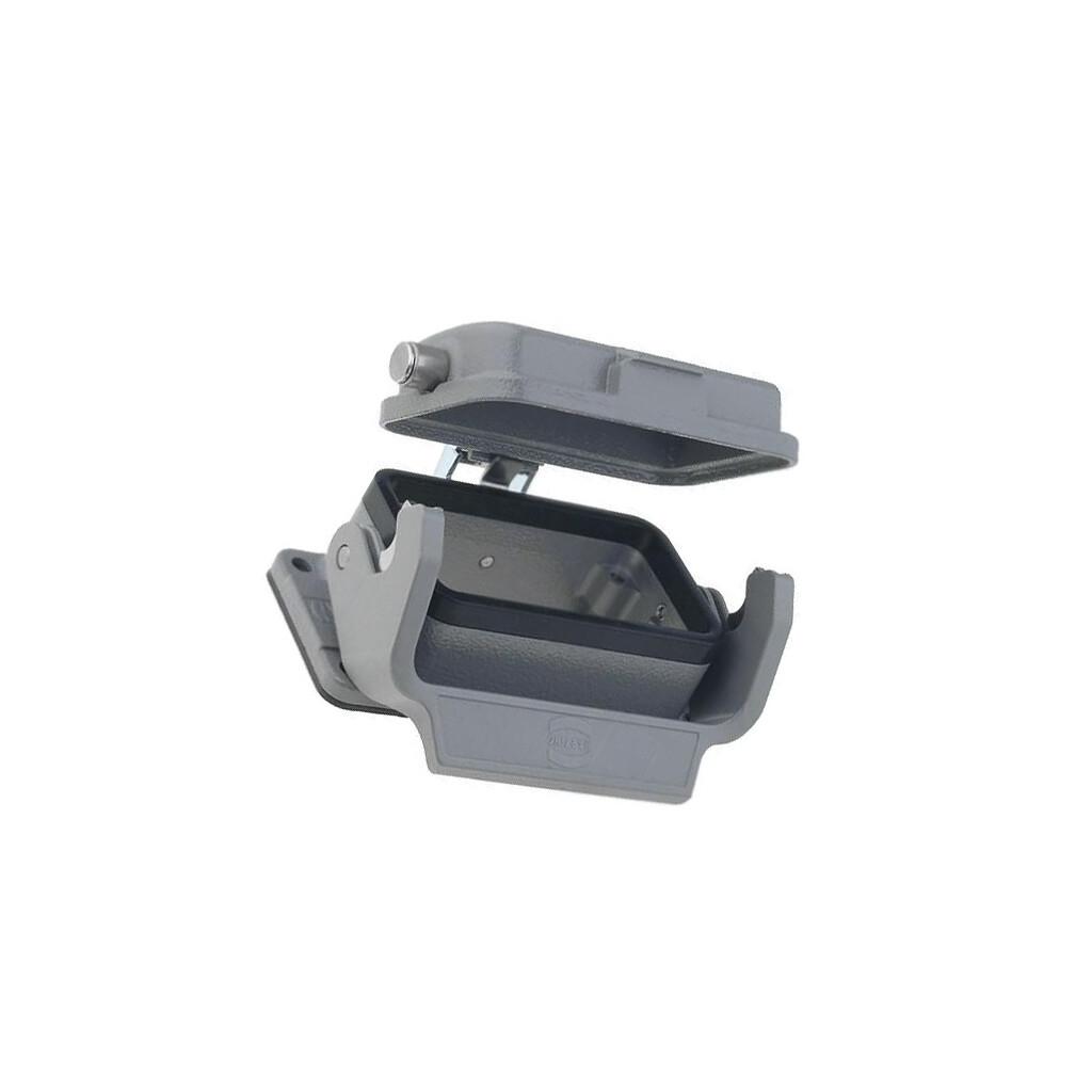 Bulkhead mounted housing, With metal cover, Size: 10 B, Low construction, Single locking lever, Polycarbonate (PC), Stainless steel