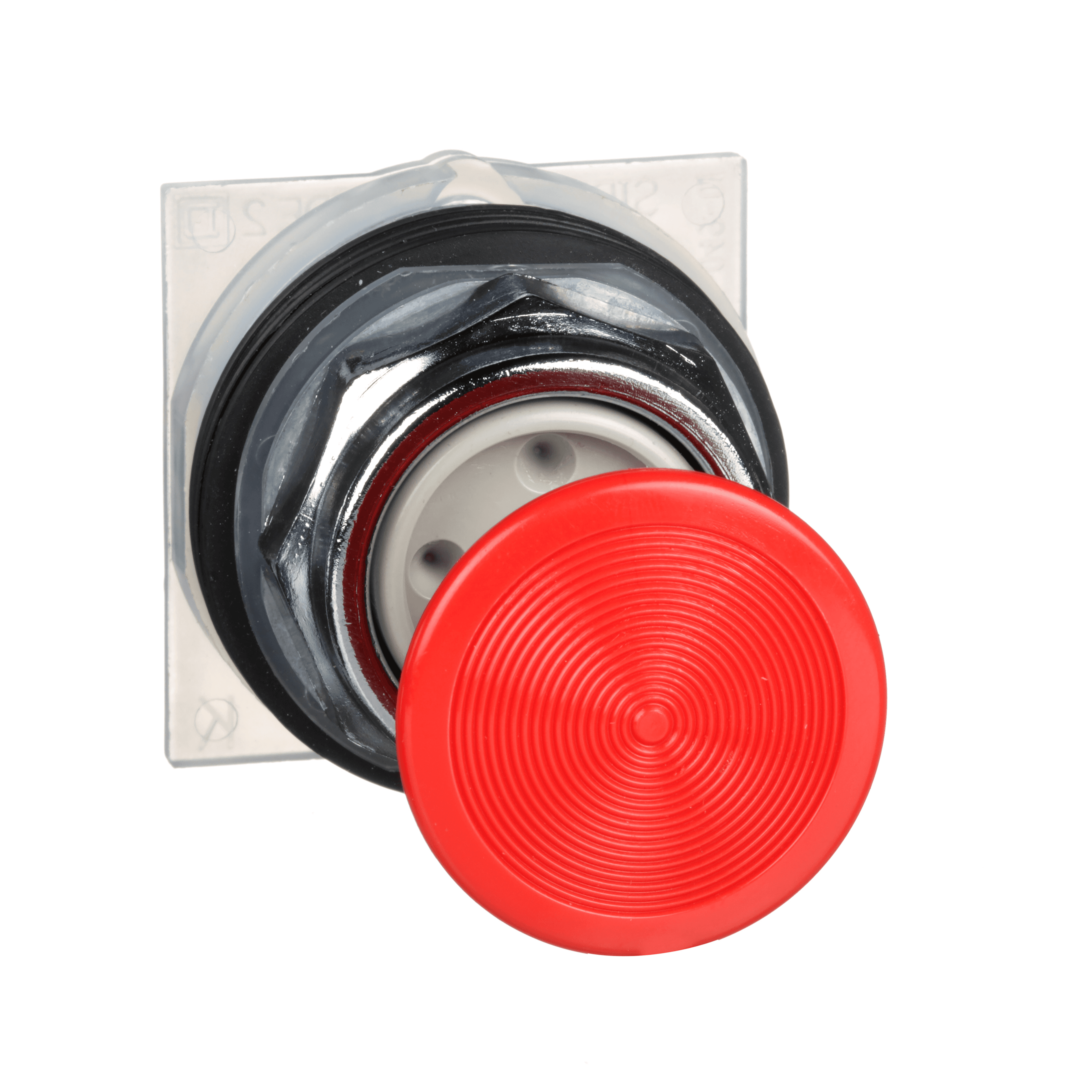 30mm Push Button, Type K, mushroom button operator, 1.375 inch diameter, plastic red cap