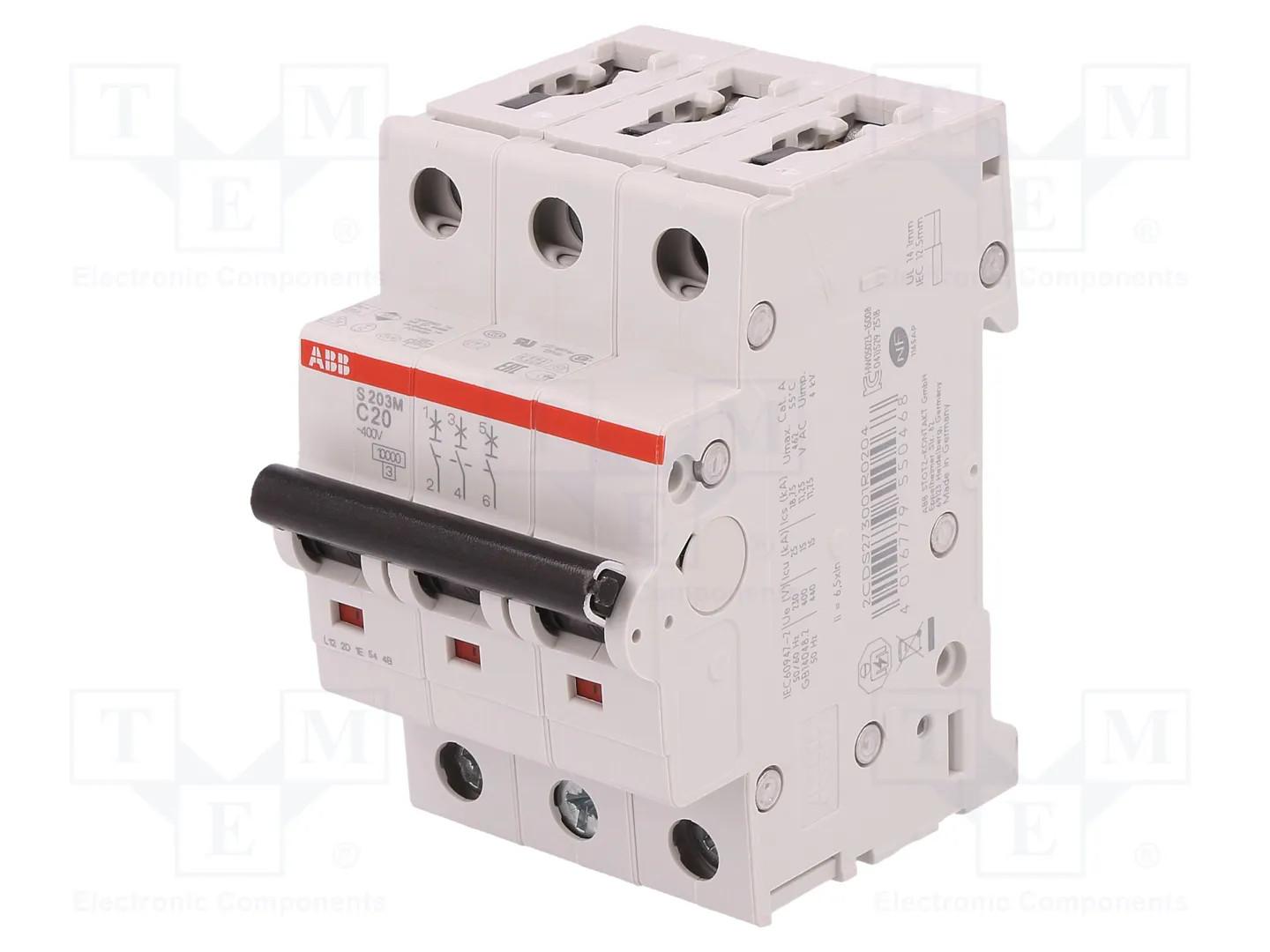 S203M-C20 Miniature Circuit Breaker - 3P - C - 20 A