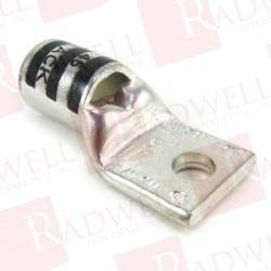 Copper One-Hole Lug, Standard Barrel, Peep Hole, Max 35kV, Wire Size 2/0 AWG, 3/8 Inch Bolt Size, Tin Plated, Die Code 45, Die Color Code Black