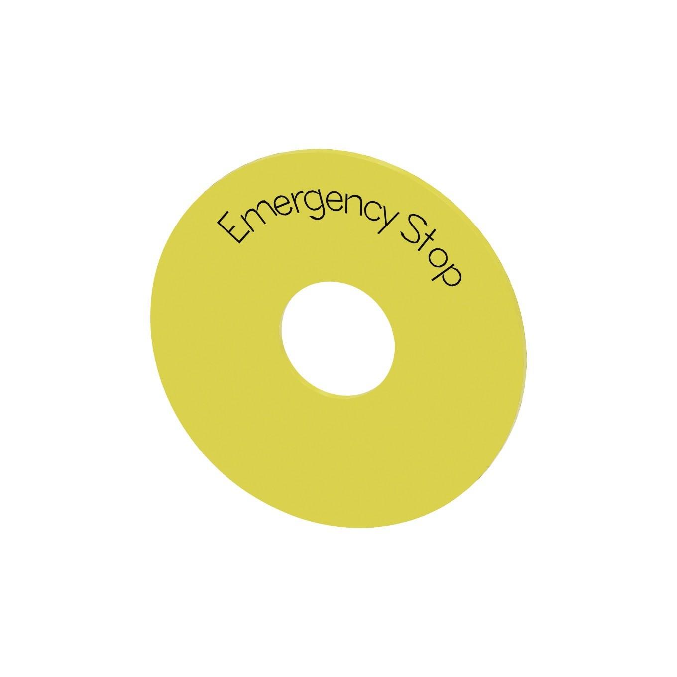BACKING PLATE, YLW, O.D. 75MM, EMERG STOP