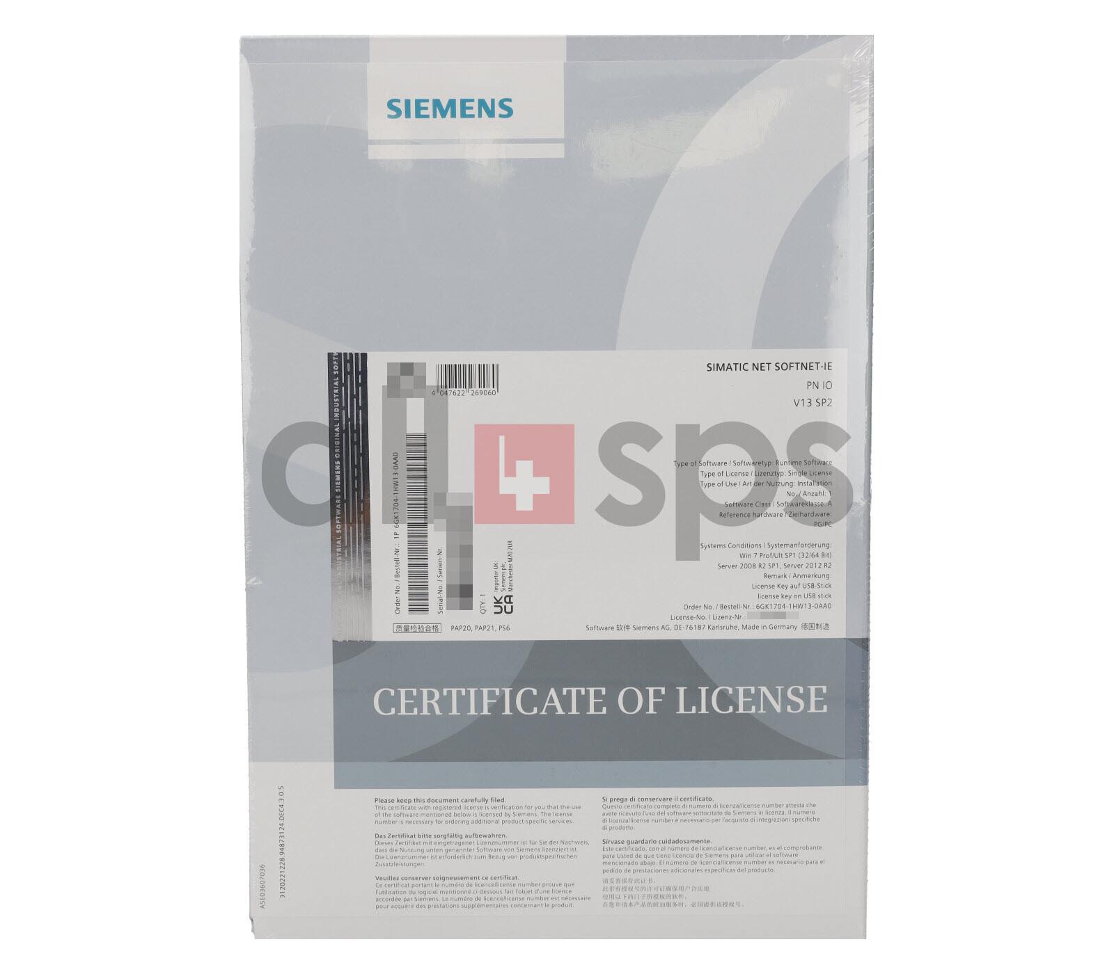 SIMATIC NET SOFTNET-IE PN IO V13 SP2 6GK1704-1HW13-0AA0 NS)