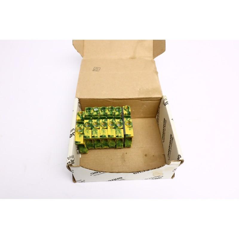 ZS16-PE Screw Clamp Terminal Block - Ground - Green/Yellow