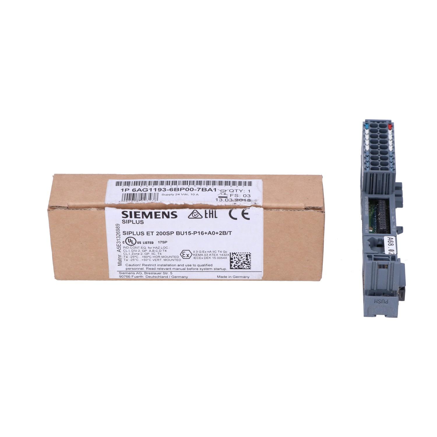SIPLUS ET200SP BASEUNIT BU15-P16+A0+2B/T
