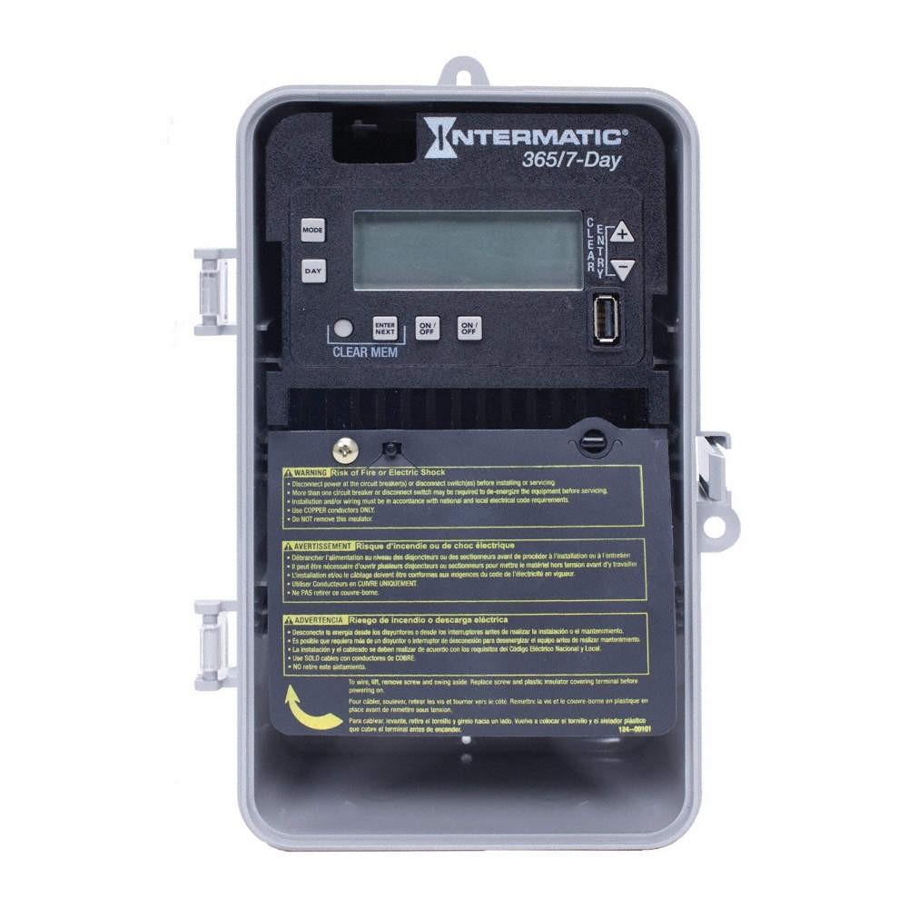 7-Day/365 Day 2-Circuit Electronic Control, 120-277 VAC, 2-SPST/DPST, Indoor/Outdoor Plastic Enclosure