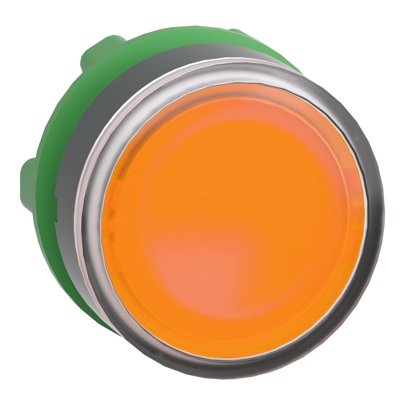Head for illuminated push button, Harmony XB5, Harmony XALF, plastic, orange flush, 22mm, universal LED,