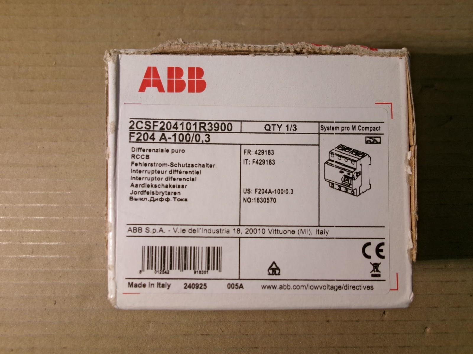 F204 A-100/0.3 Residual Current Circuit Breaker 4P A type 300 mA