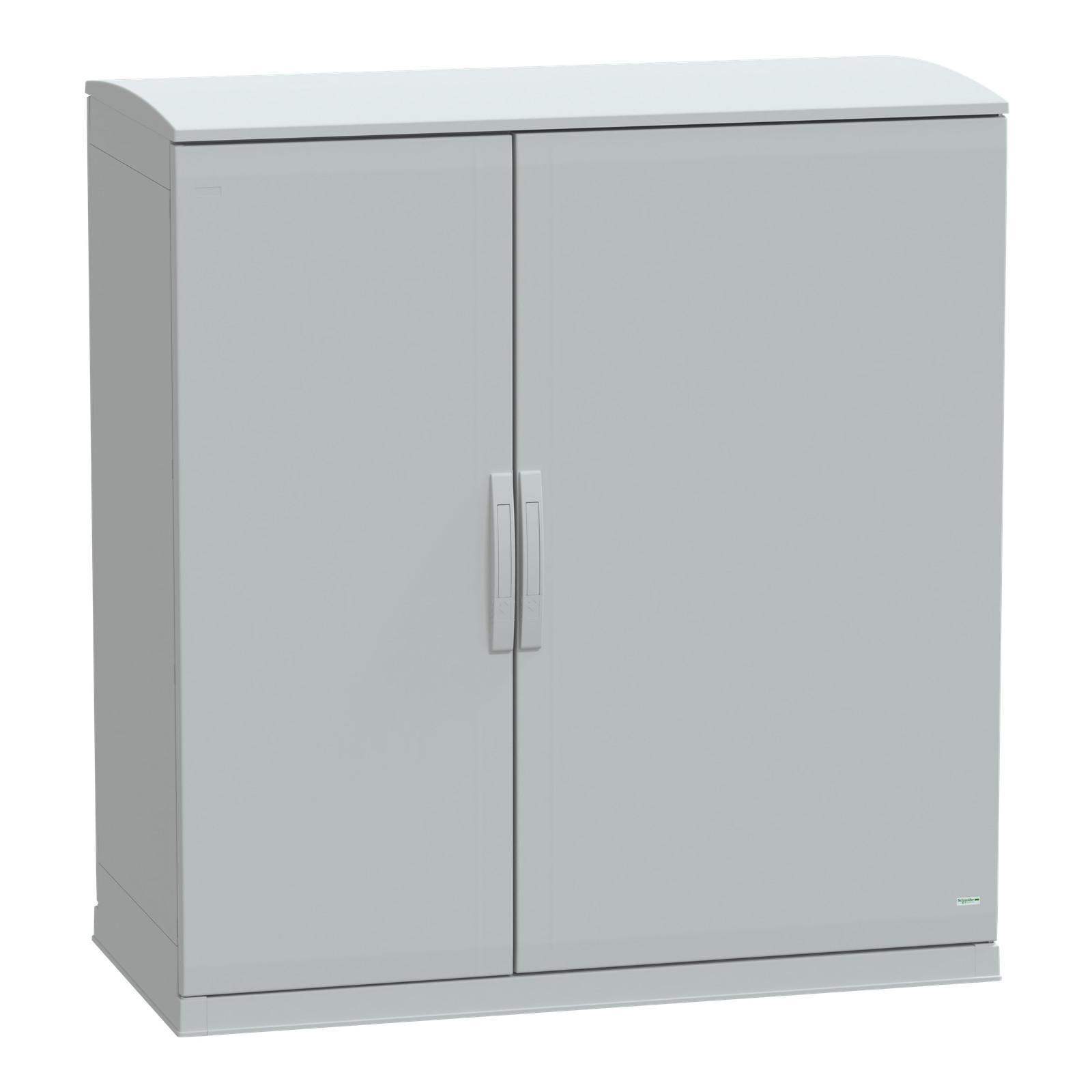 Floor standing polyester enclosure, Thalassa PLA, open bottom, ventilated canopy, 1250x1250x620mm, IP44, IK10