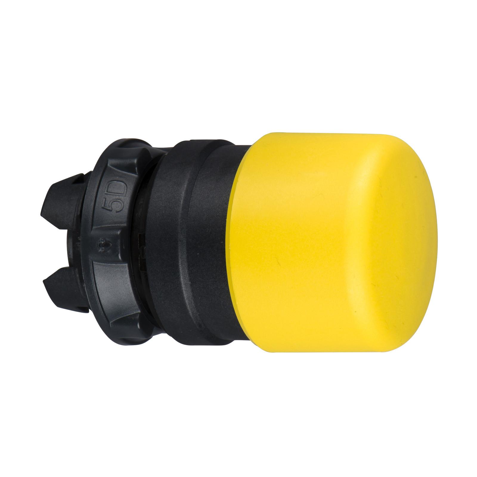 Head for non illuminated push button, Harmony XB5, yellow Ø 30 mushroom pushbutton Ø22 mm spring return