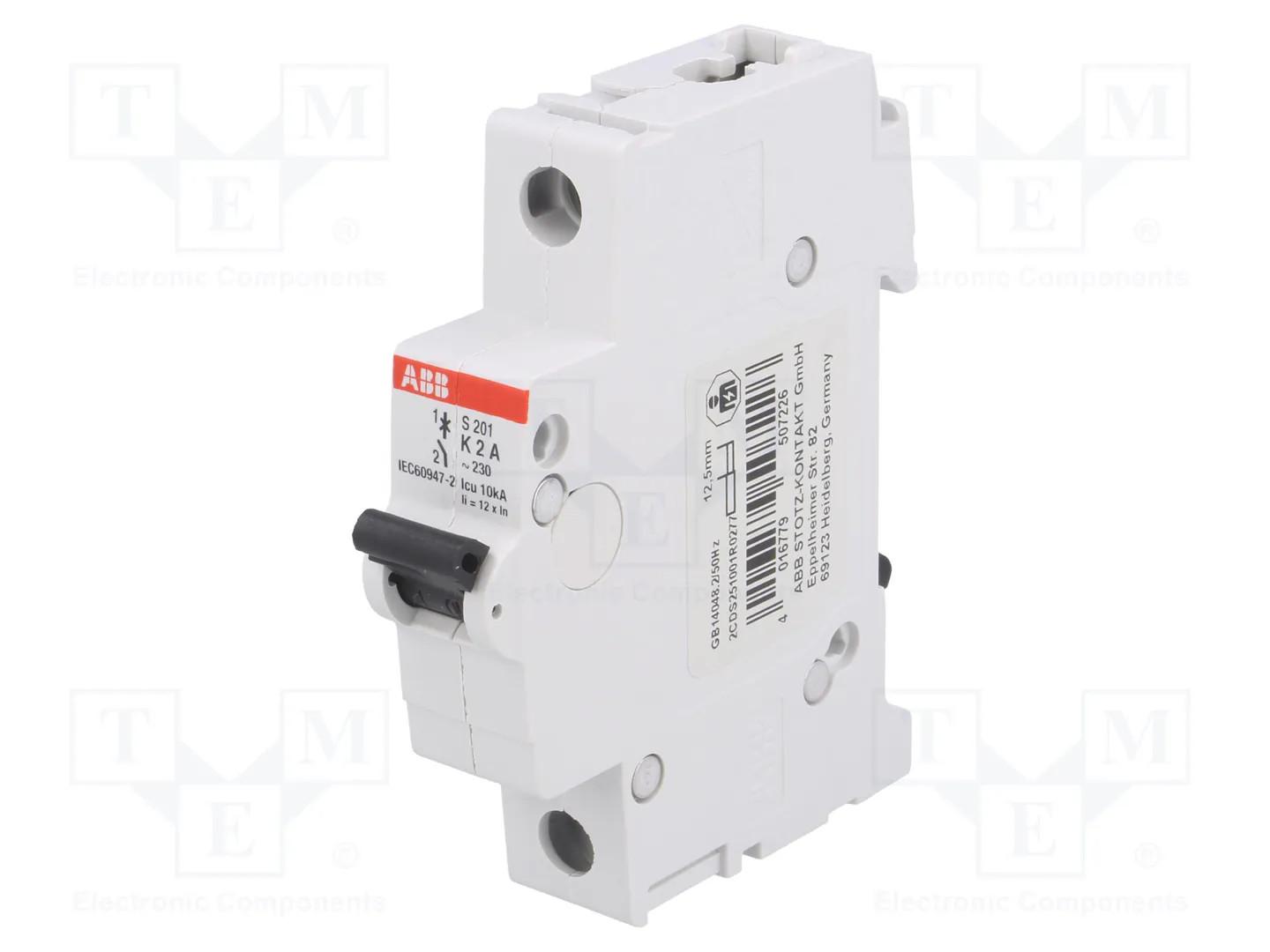 S201-K2 Miniature Circuit Breaker - 1P - K - 2 A