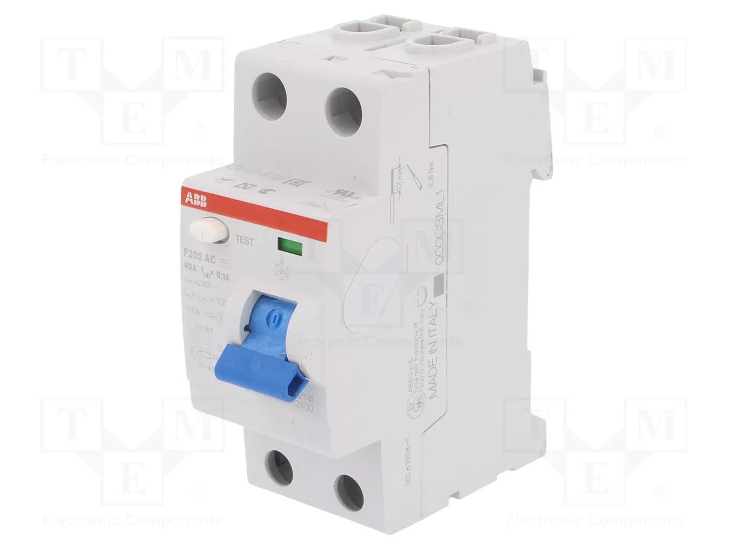 F202 AC-40/0.1 Residual Current Circuit Breaker 2P AC type 100 mA