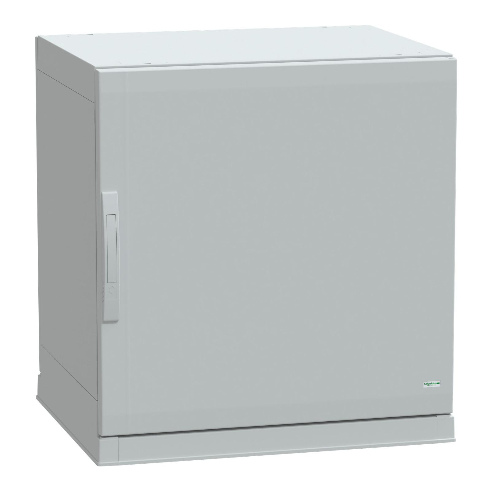 Floor standing polyester enclosure, Thalassa PLA, plain door, open bottom, 750x750x620mm, IP54, IK10