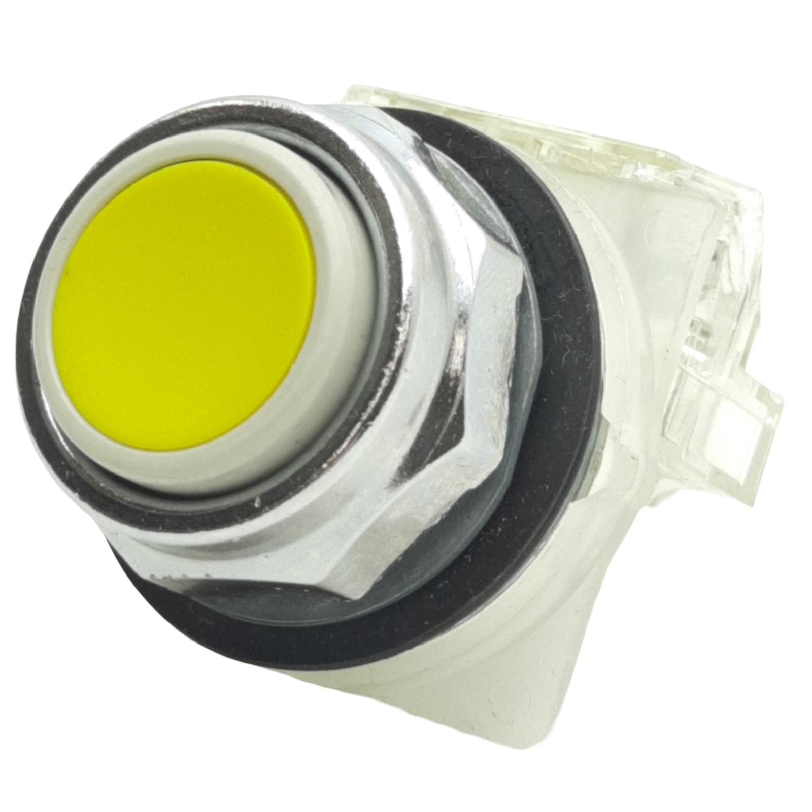 Push-button, Harmony 9001K, metal, flush, yellow, 30mm, spring return, 1 C/O