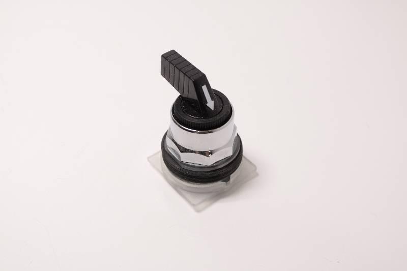 Selector switch head, Harmony 9001K, metal, long handle, black, 30mm, 3 positions, return both sides to center