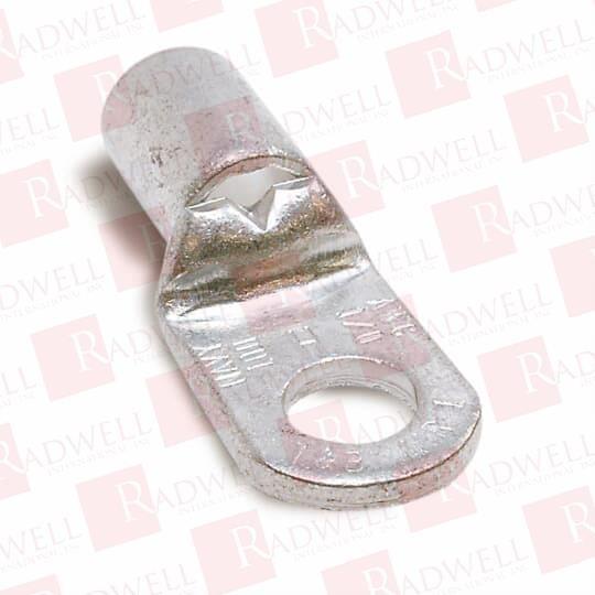 Non-Insulated Tubular Ring Terminal, Length 1.65 Inches, Width .77 Inches, Bolt Hole 3/8 Inch, Wire Range 1AN-1/0, Copper, Tin Plated, 100 Pack