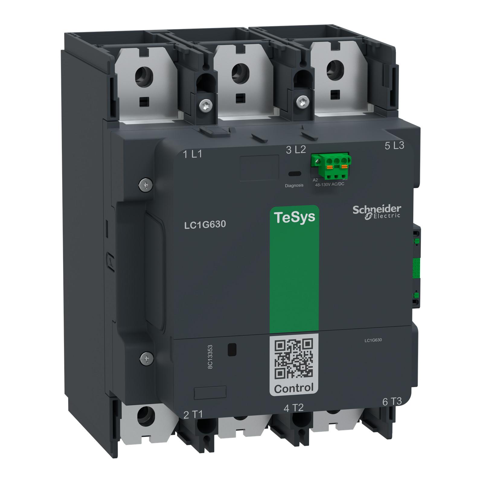 Contactor, high power, TeSys Giga, 630A, std version, AC-1, <= 440V, 1050A, 3 pole/NO, 48-130VAC/DC coil