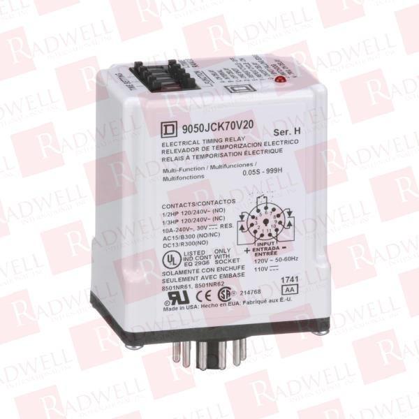 Timing Relay, Type JCK, plug In, multifunction, programmable, 0.5 second to 999 hours, 10A, 240 VAC, 120 VAC/110 VDC