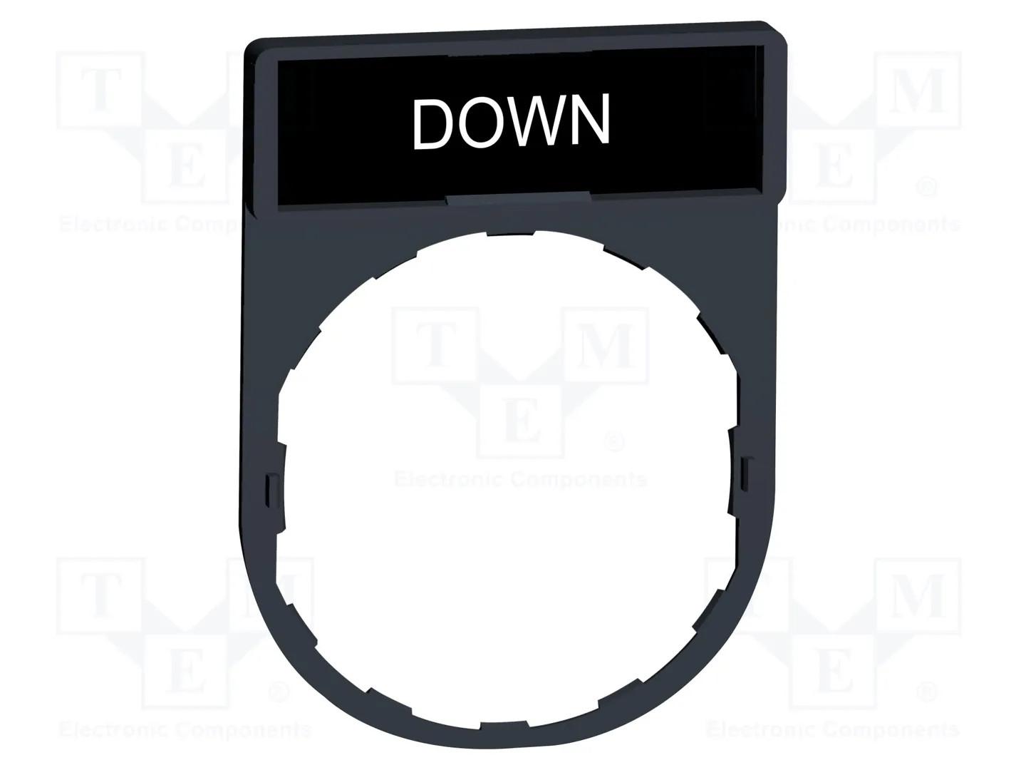 Legend holder, Harmony XB4, 30 x 40mm, plastic, 8 x 27mm legend, white marked DOWN