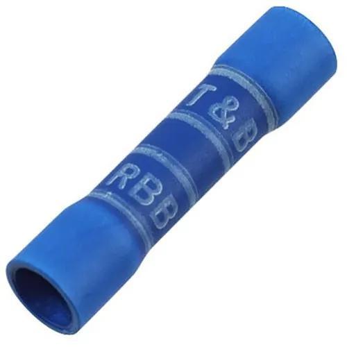 Nylon-Insulated Butt Splice, Length 1.19 Inches, Width .21 Inches, Maximum Insulation Diameter .148, Wire Range #16-#14 AWG, Color Blue, Copper, Tin Plated