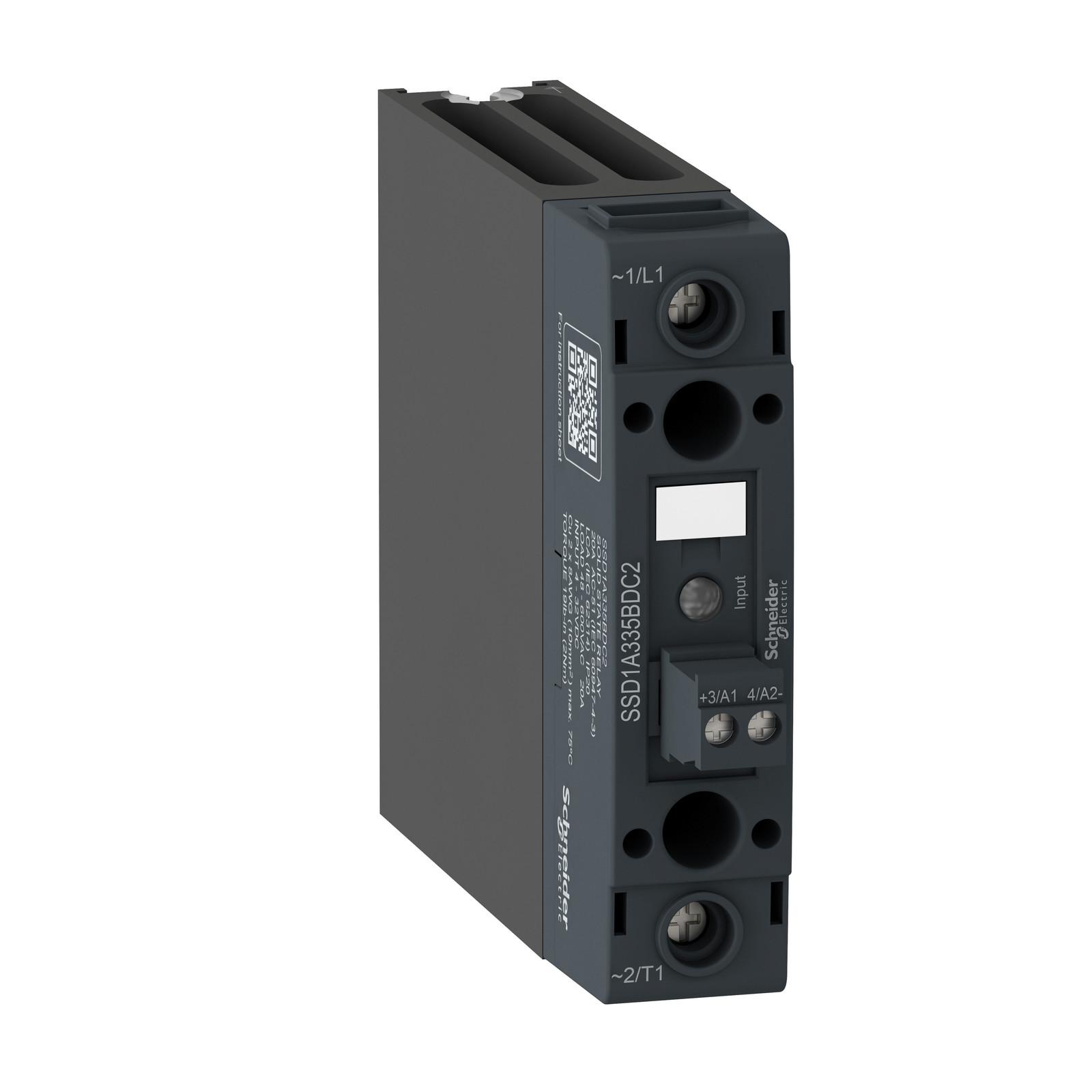 DIN rail mount relay, Harmony Solid State Relays, 20A, zeroVoltage switching, contactor configuration, input 4...32V DC, output 48...600V AC