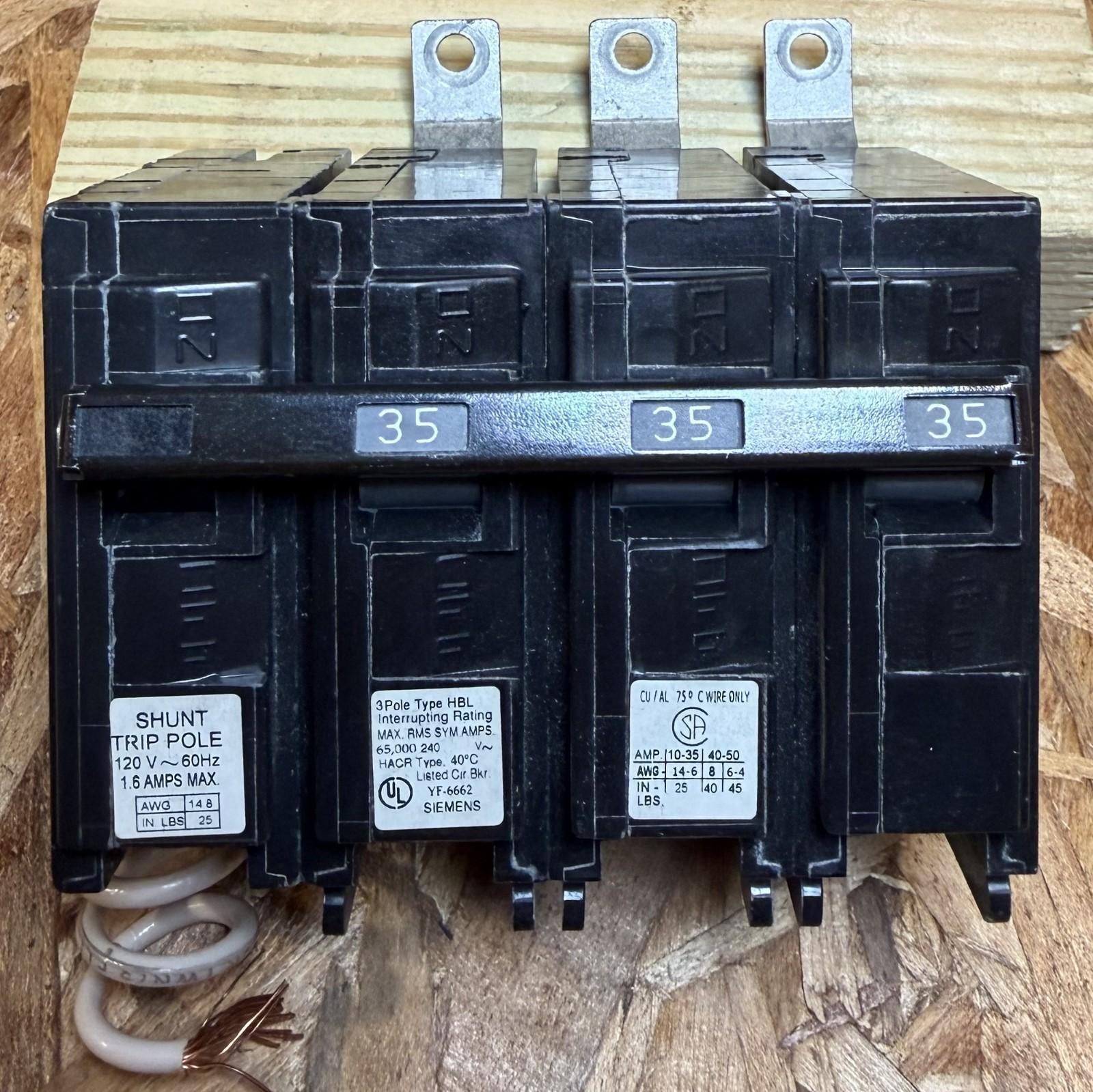 BREAKER 35A 3P 240V 65K HBL 120V SHUNT