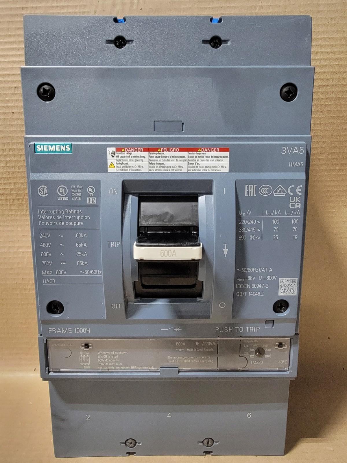 BRKR 3VA55 3P 600A 65KA FTAM NUT