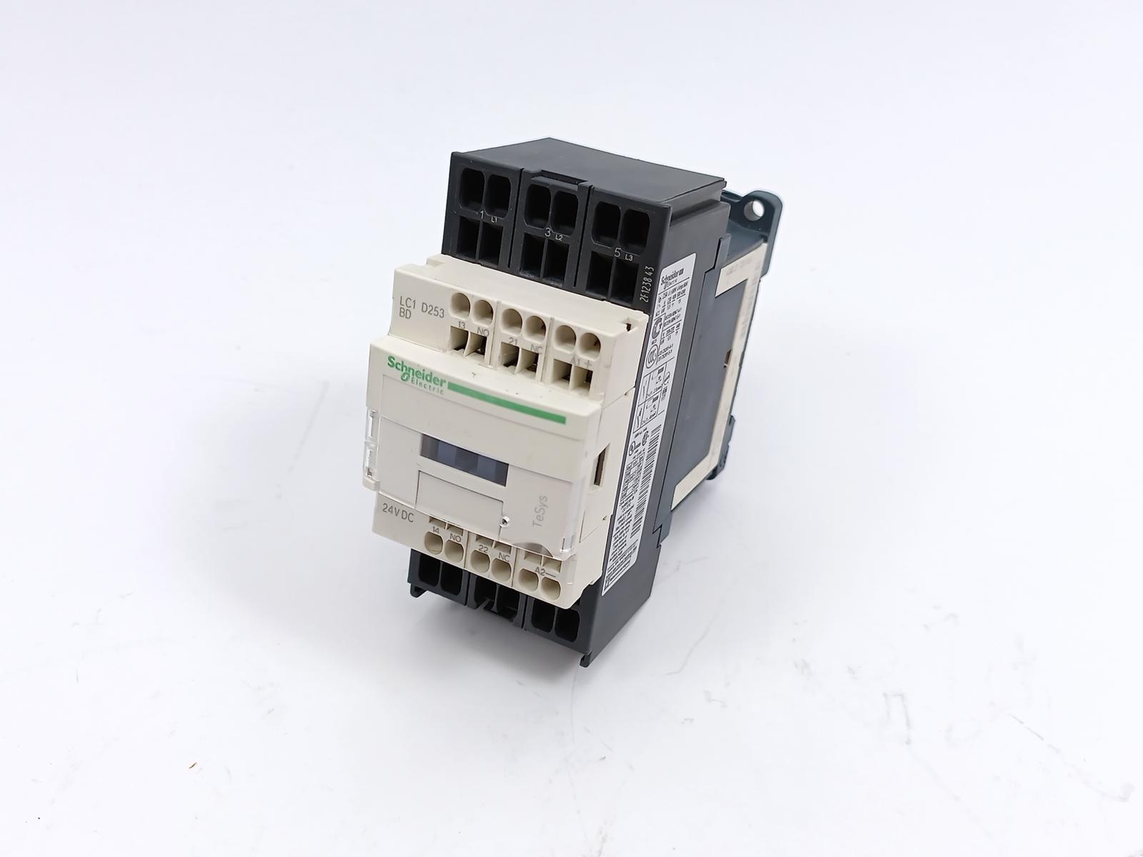 IEC contactor, TeSys Deca, nonreversing, 25A, 15HP at 480VAC, 3 phase, 3 pole, 3 NO, 24VDC coil, open style
