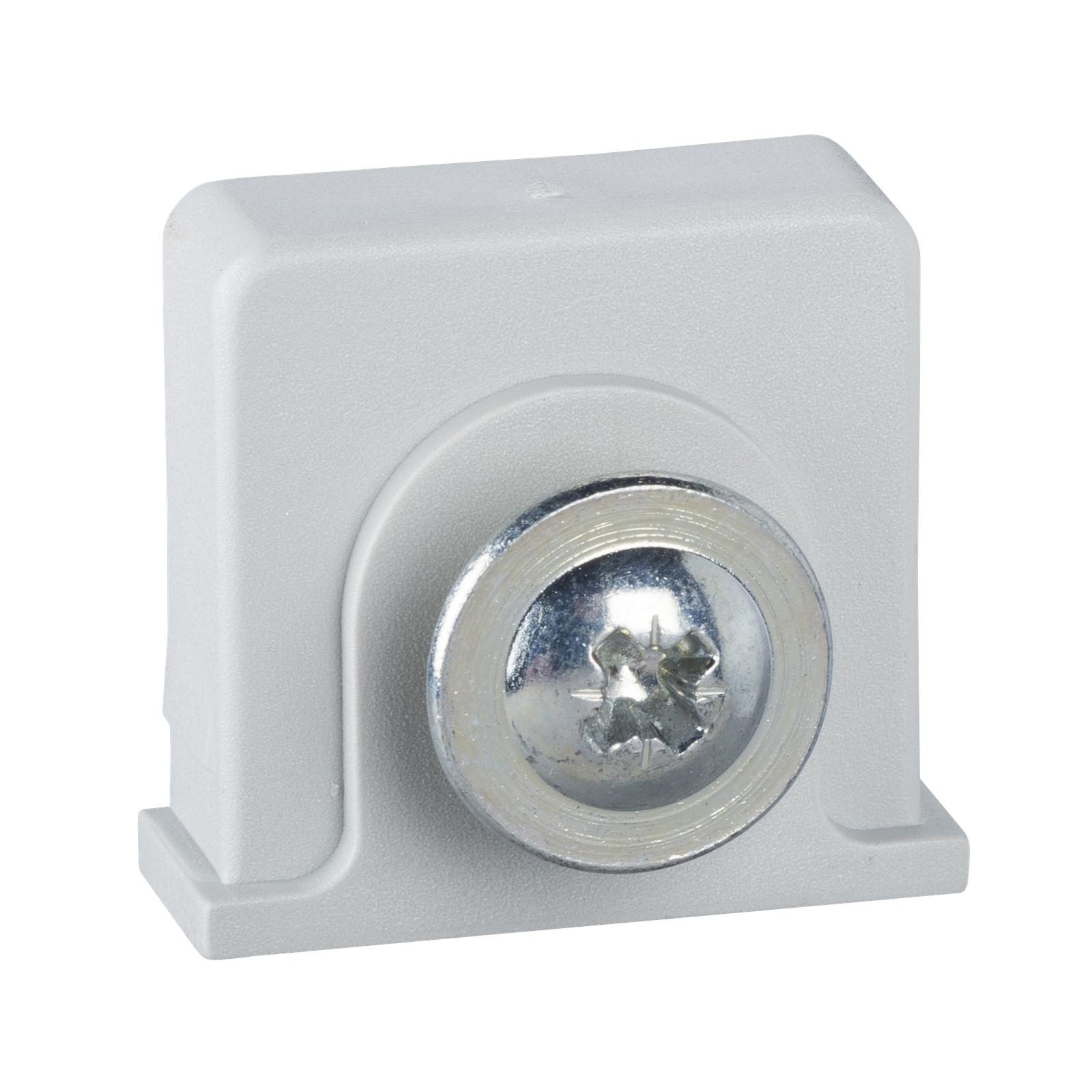 plastic nut and self taping screw placed in the notches of PLM for DIN rail