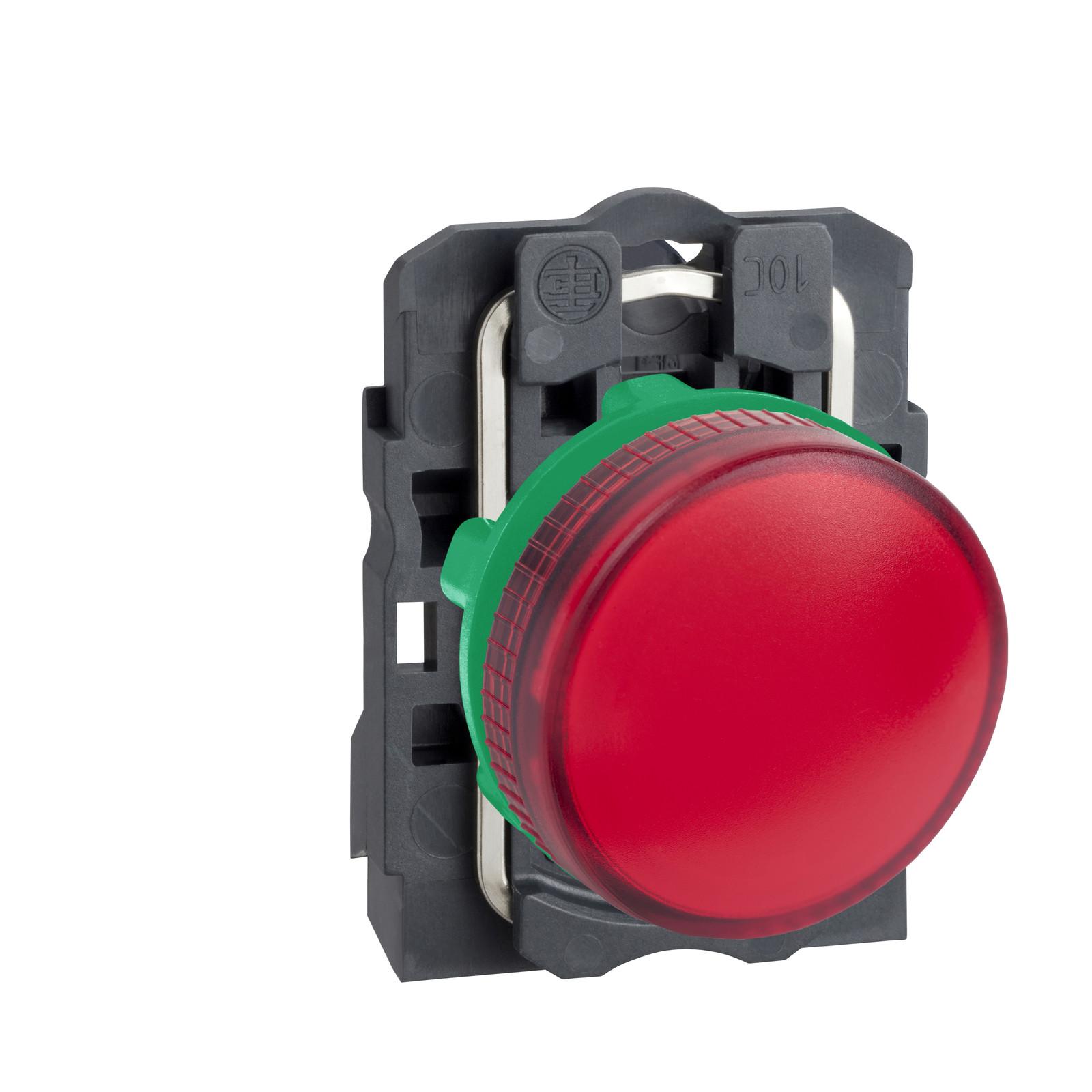 Pilot light, Harmony XB5, plastic, red, 22mm, plain lens for BA9s bulb, lt 250V
