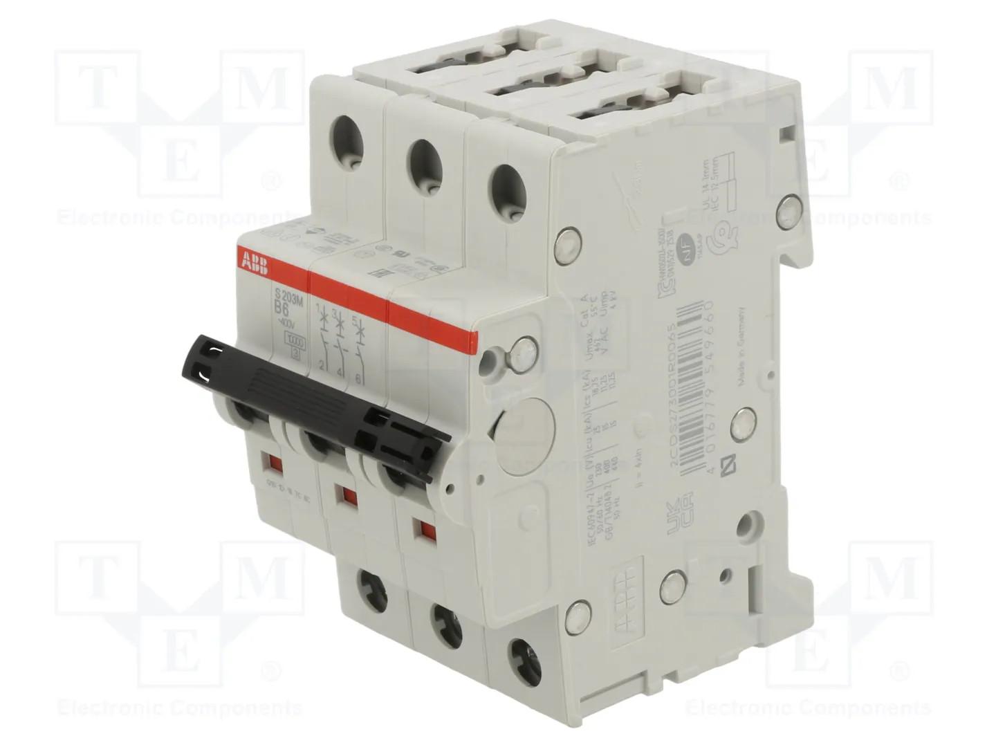 S203M-B6 Miniature Circuit Breaker - 3P - B - 6 A