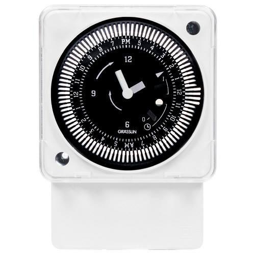 24-Hour 208/240V Electromechanical Surface/DIN Rail Mount Timer Module with Manual Override, 15 Minute Intervals, 21A, SPDT