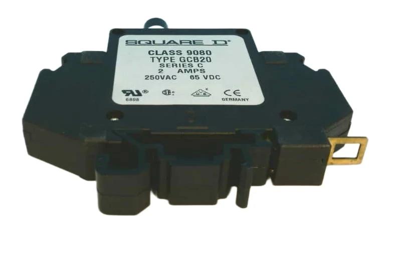 Circuit protector, Linergy, thermal magnetic overcurrent, track mount, 2.0A, 250VAC, 65VDC