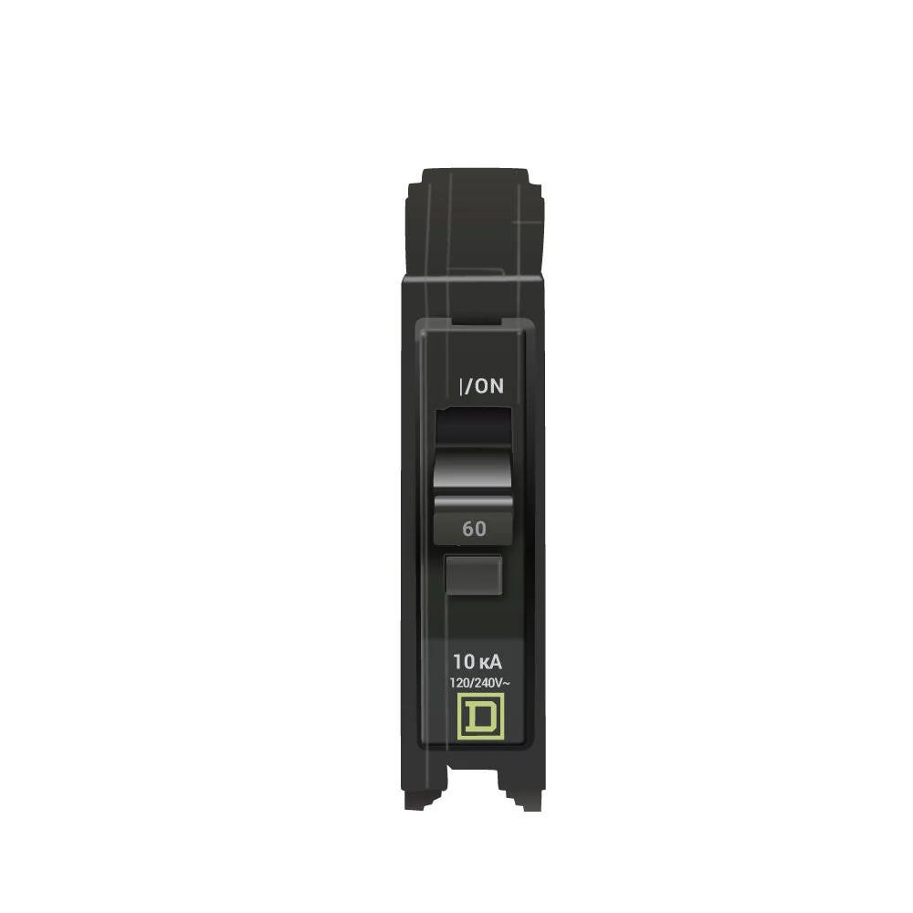 Mini circuit breaker, QO, 60A, 1 pole, 120/240VAC, 10kA, plug in mount