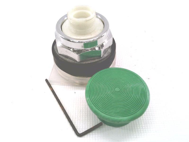 Push-button head, Harmony 9001K, metal, mushroom 35mm, green, 30mm, spring return