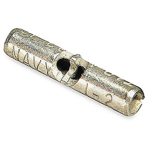 Non-Insulated Butt Splice, Length 0.63 Inch, Width 0.16 Inch, Wire Range 18-14 AWG, Copper, Tin Plated, 100 Pack
