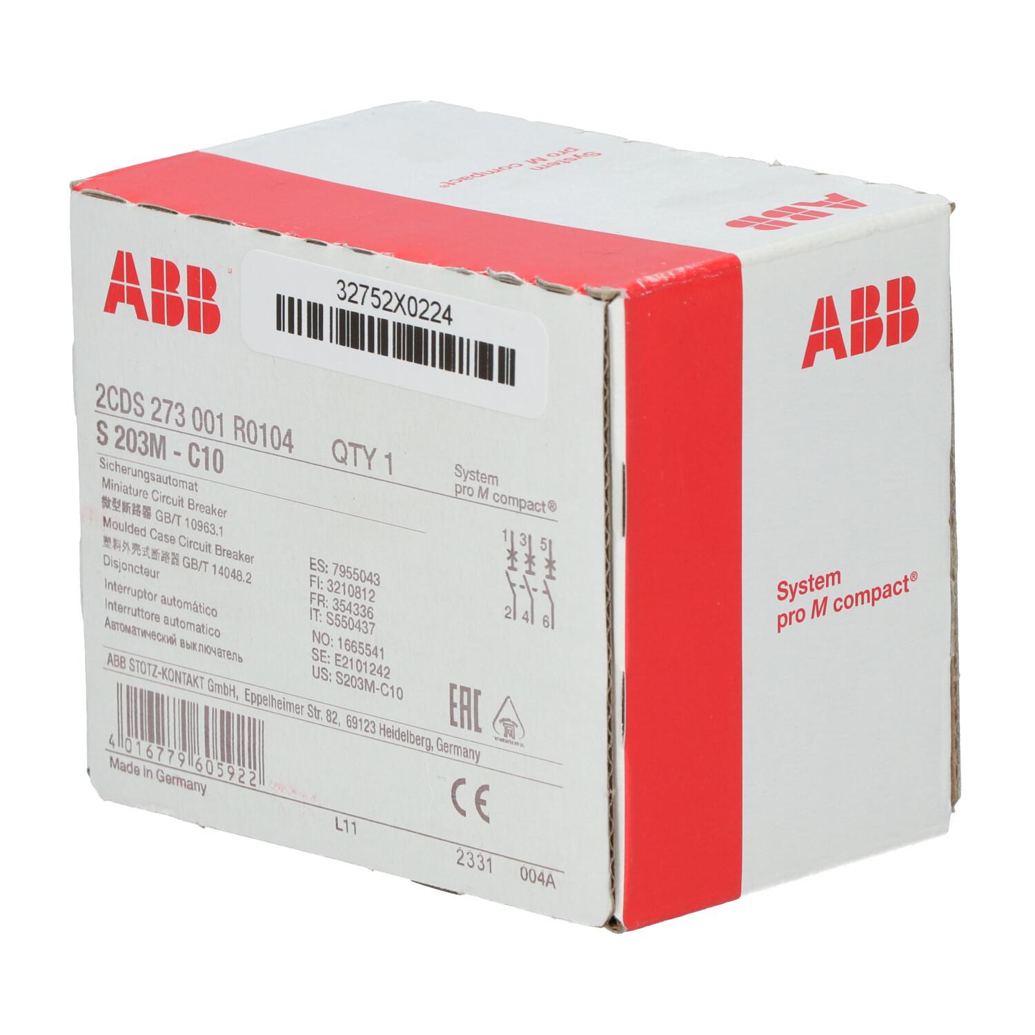S203M-C10 Miniature Circuit Breaker - 3P - C - 10 A