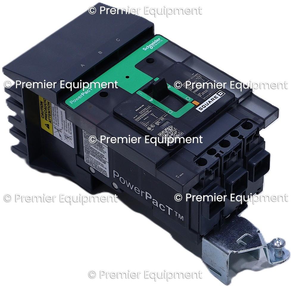 Circuit breaker, PowerPacT B, 100A, 3 pole, 600Y/347VAC, 14kA, I-Line, thermal magnetic, 80%, ABC