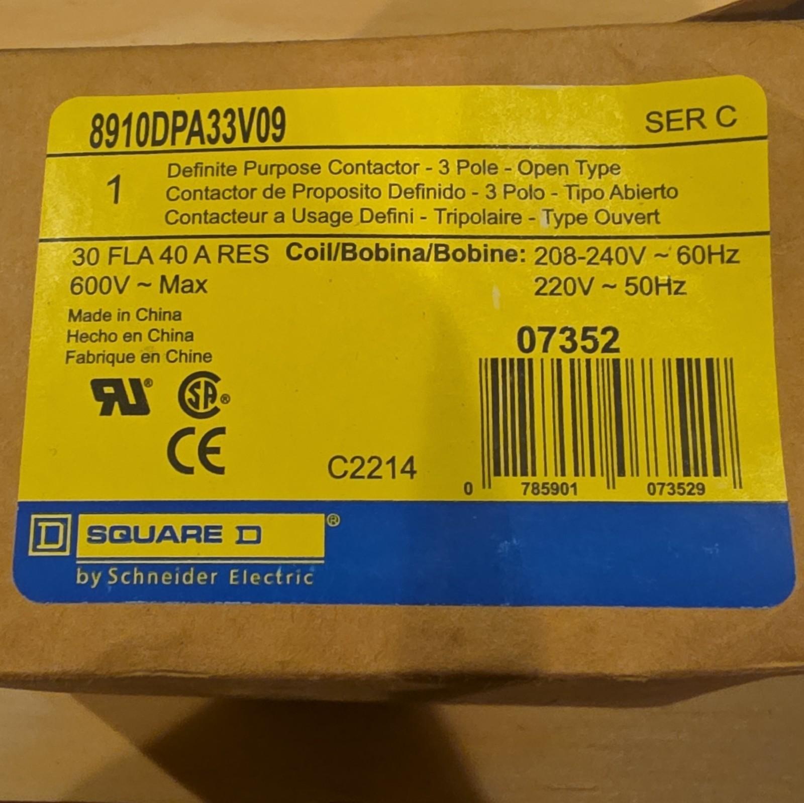Contactor, Definite Purpose, 30A, 3 pole, 20HP at 575VAC, 3 phase, 208/240VAC 60Hz 220VAC 50Hz coil, open