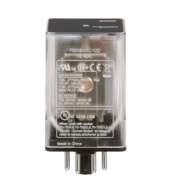 General purpose relay, SE Relays, 750R, DPDT, 10A, 12 VDC, octal terminal 8 pins, clear cover
