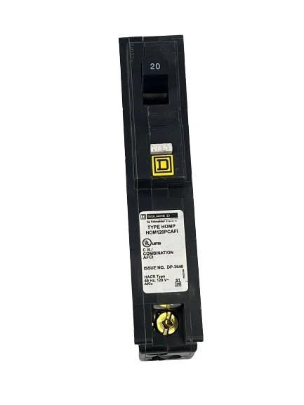 Mini circuit breaker, Homeline, 20A, 1 pole, 120VAC, 10kA AIR, combo arc fault, plug on neutral, plug in, UL