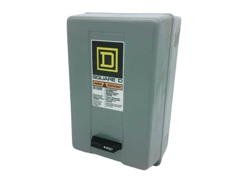 NEMA motor starter, Type S, nonreversing, Size 1, 27A, 10HP at 460VAC, 5kA SCCR, 3 phase, 3 pole, melting alloy, 480VAC coil, NEMA 1