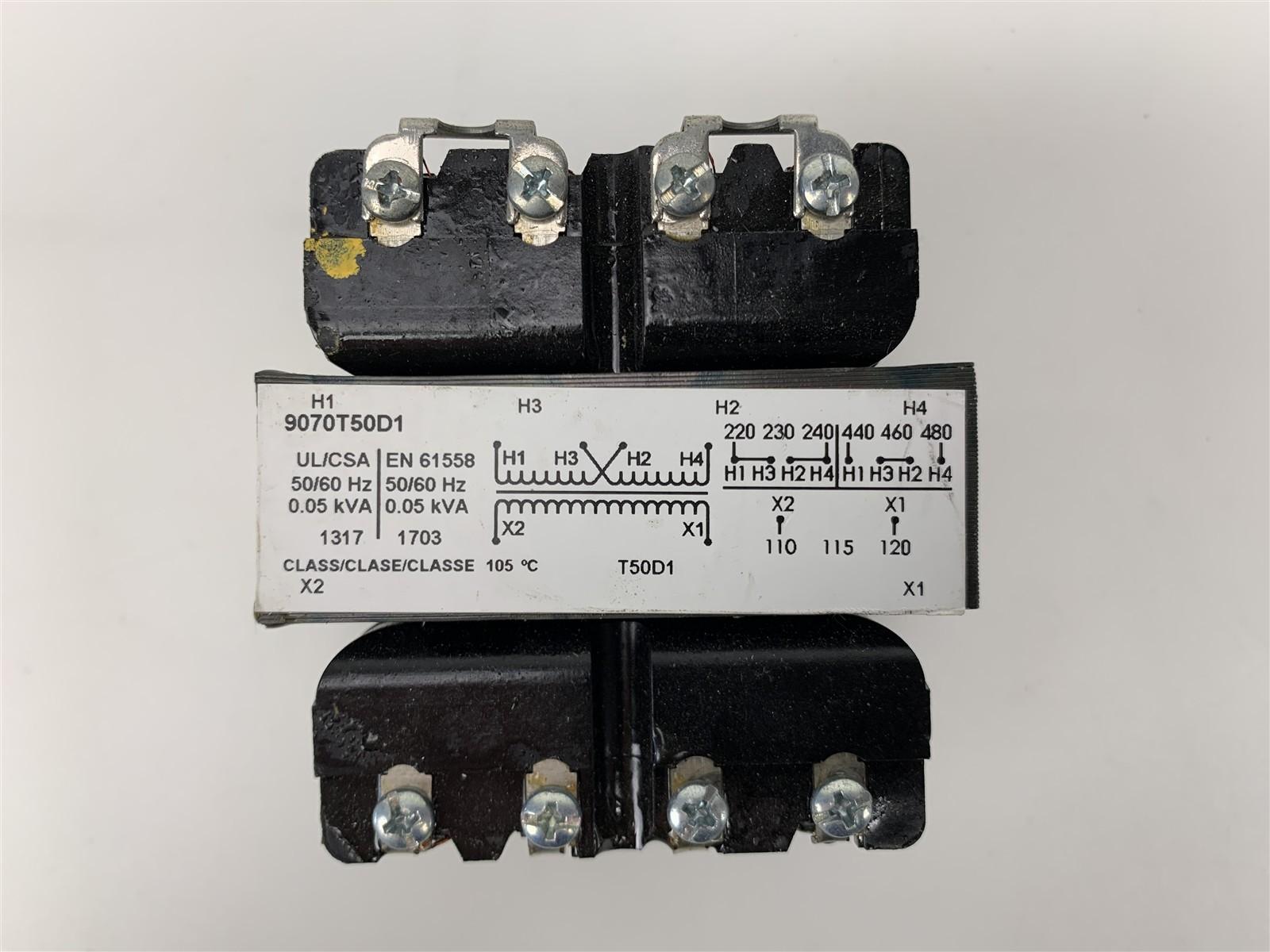 Transformer, Type T, industrial control, 50VA, 1 phase, 240x480V primary, 120V secondary, 55C rise