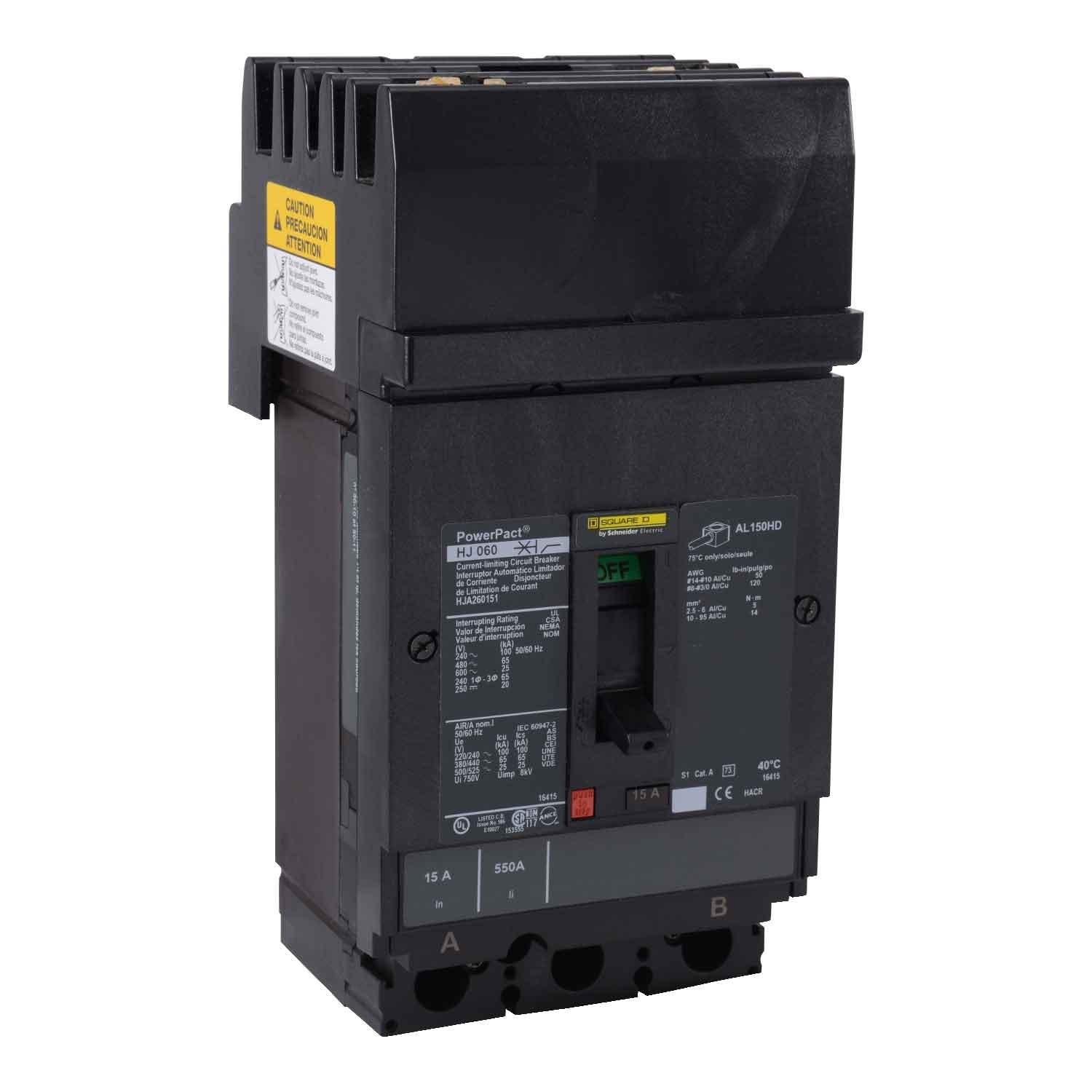 Circuit breaker, PowerPacT H, 100A, 2 pole, 600VAC, 25kA, I-Line, thermal magnetic, 80%, BC