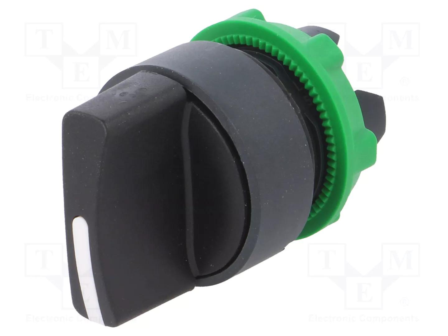 Head for selector switch, Harmony XB5, black handle, 22mm, 2 positions, stay put, set of 10