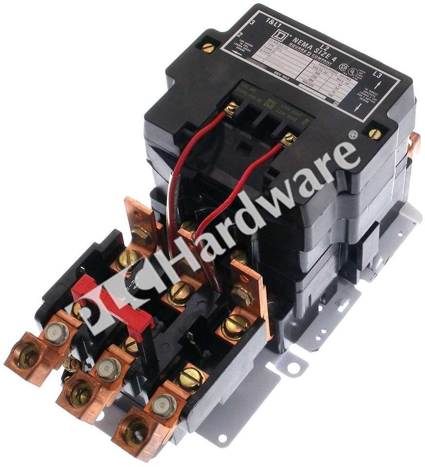 NEMA motor starter, Type S, nonreversing, Size 4, 135A, 100HP at 460VAC, 10kA SSCR, 3 phase, 3 pole, melting alloy, 120VAC coil, open