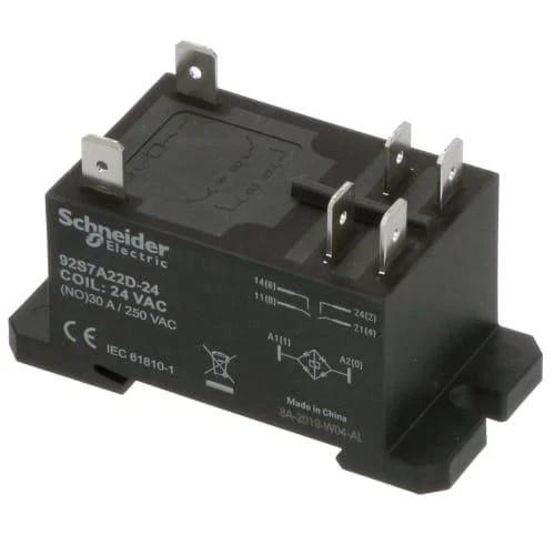 Power Relay, DPST-NO, class F coil insulation, DIN rail and panel mount cover, 30A, 240V AC, 2NO