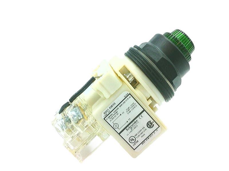 Push-to-test pilot light, Harmony 9001SK, plastic, polycarbonate, fresnel, green, 30mm, 24-28V
